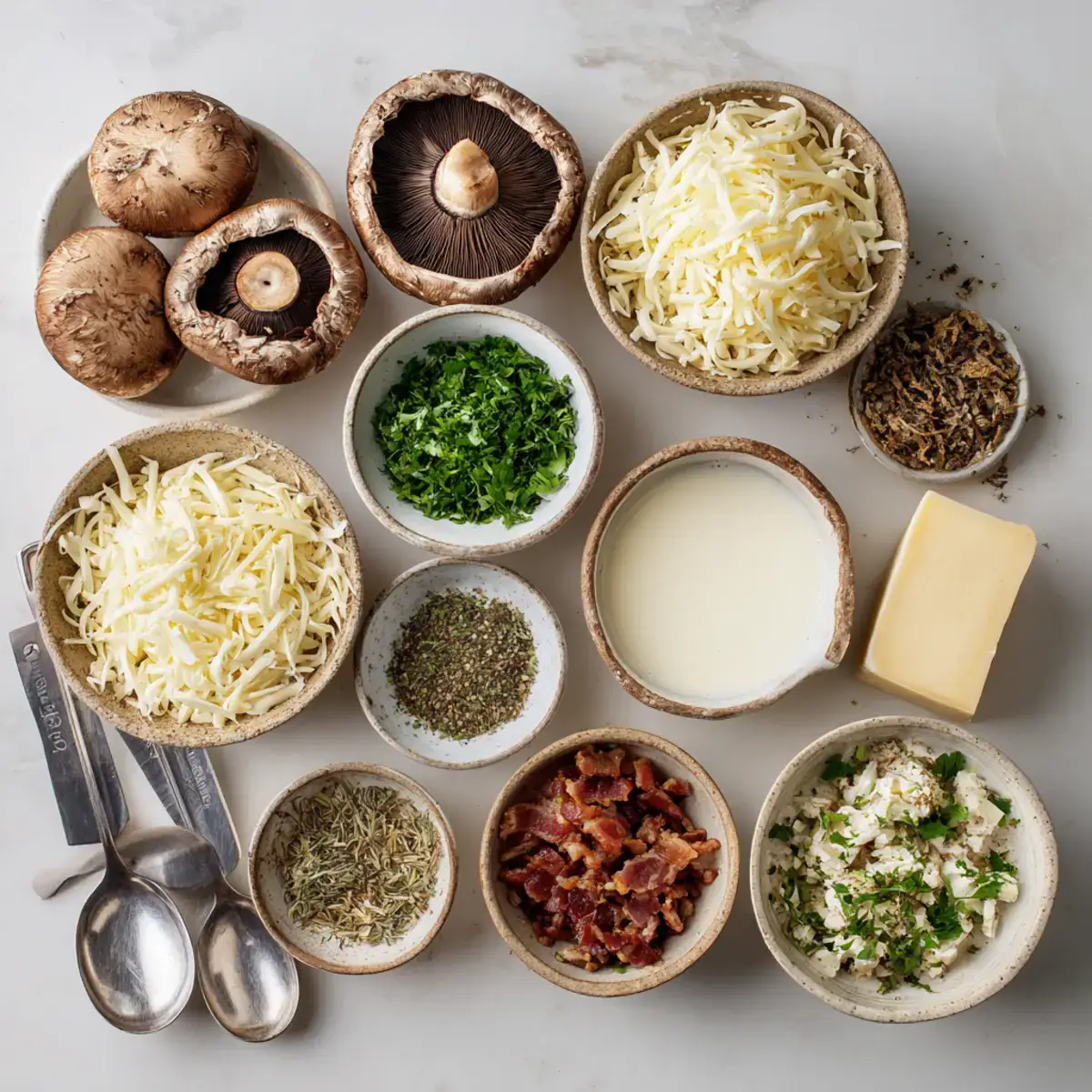 Creamy Bacon Portobello Mushroom Gratin ingredients