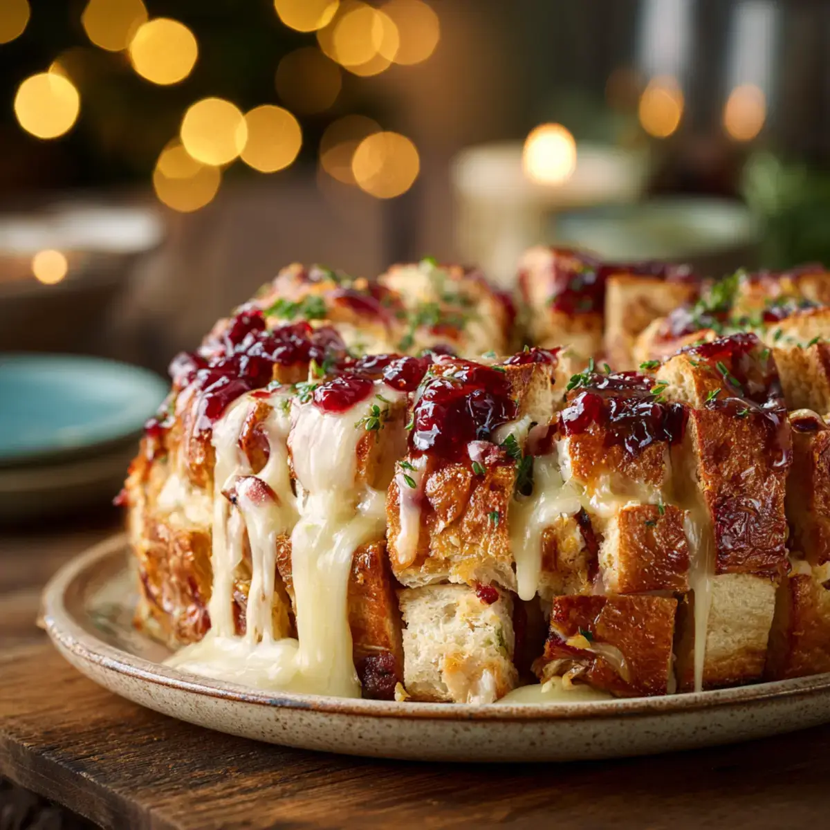 Festive Aussie Pull-Apart Sourdough with Roast Chicken, Brie, Bacon & Cranberry Glaze