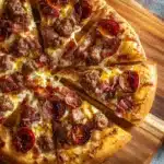 Hot Honey Drizzled Pizza with Sausage, Bacon and Pepperoni