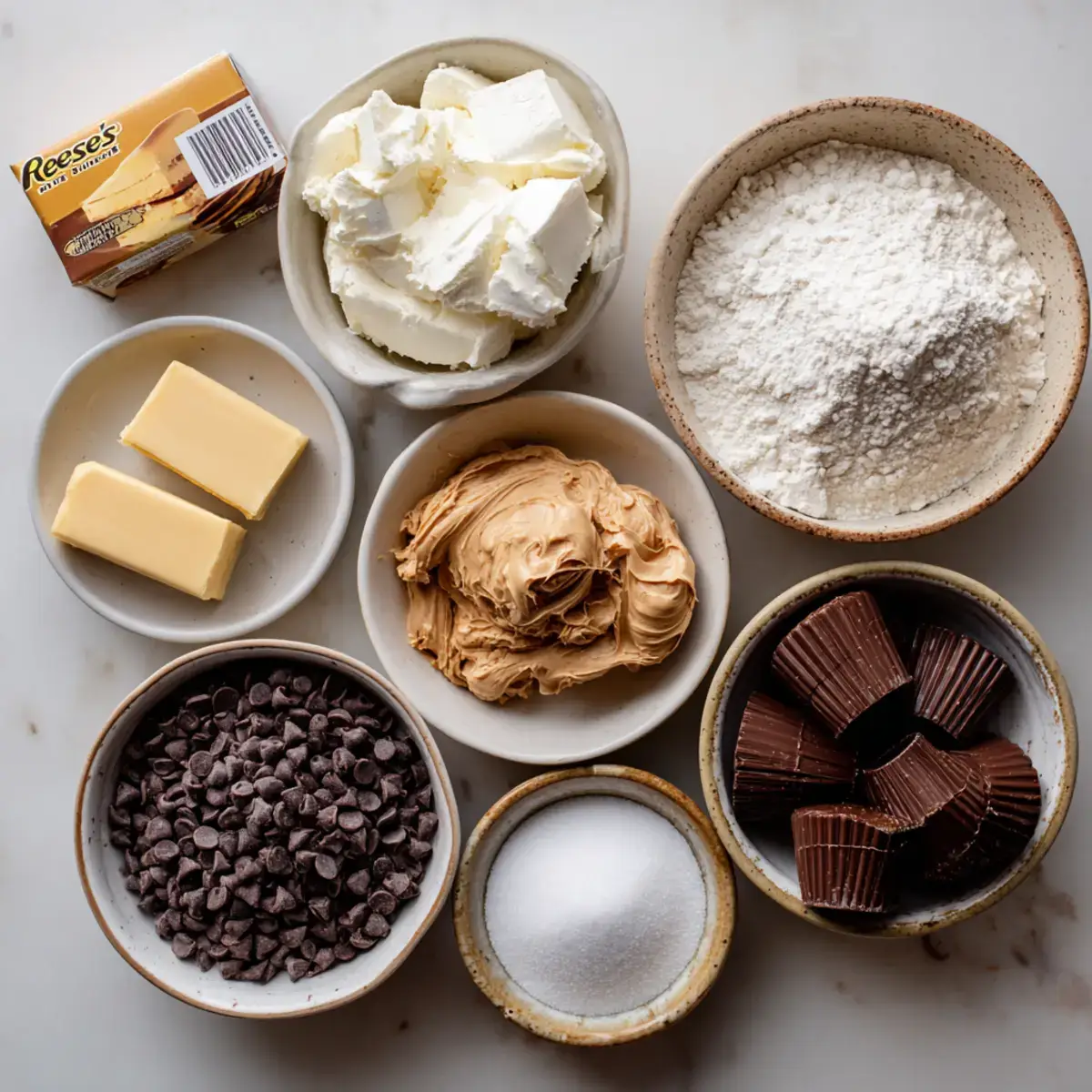 Ingredients for Reese’s Peanut Butter Earthquake Cake
