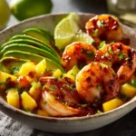 Shrimp and Avocado Bowls with Mango Salsa & Lime-Chili Sauce