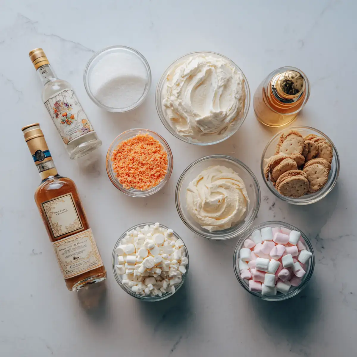 snowman cookie smash ingredients flat lay