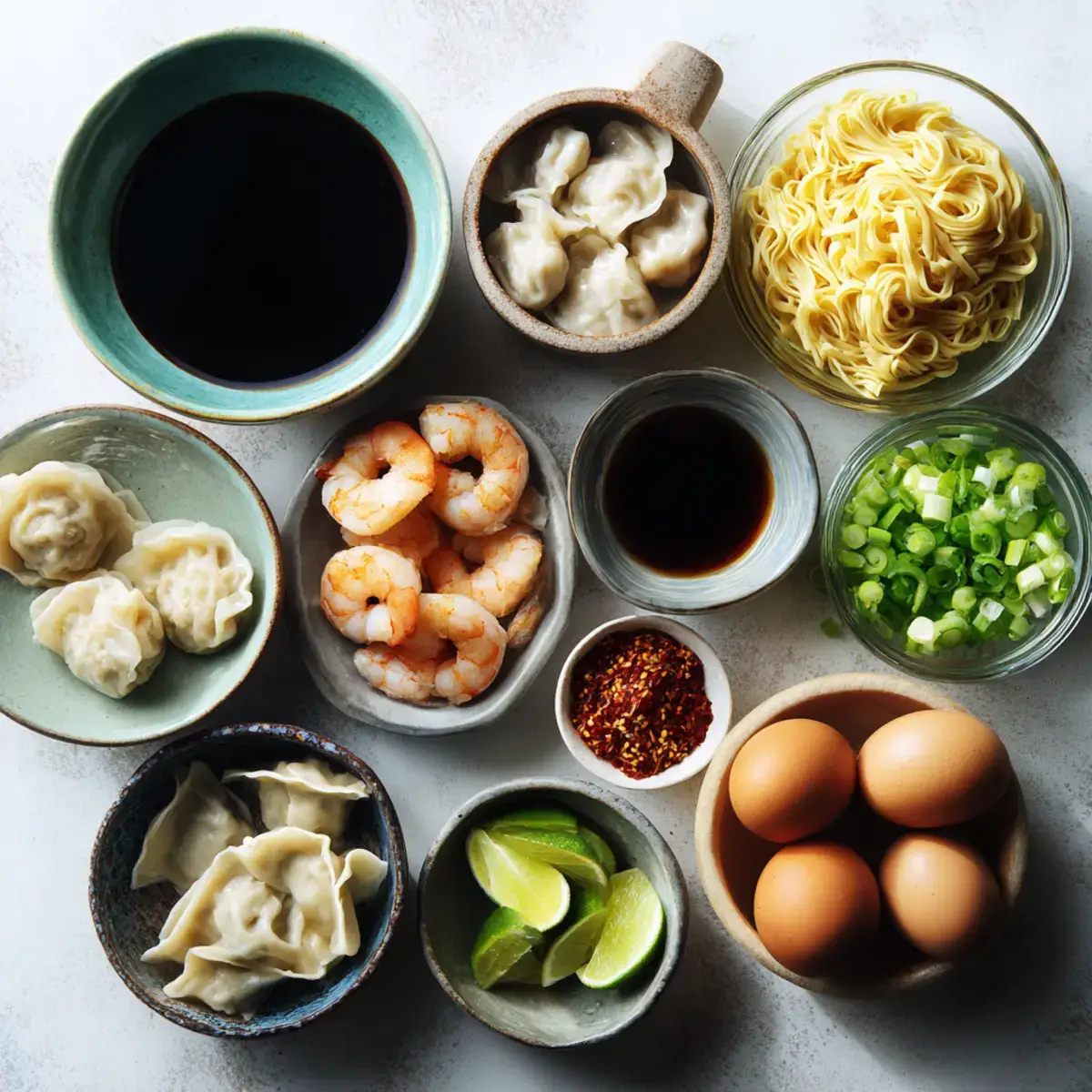 spicy shrimp dumpling noodle bowl ingredients