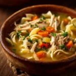 Turkey Soup Recipe with Carcass in a rustic bowl