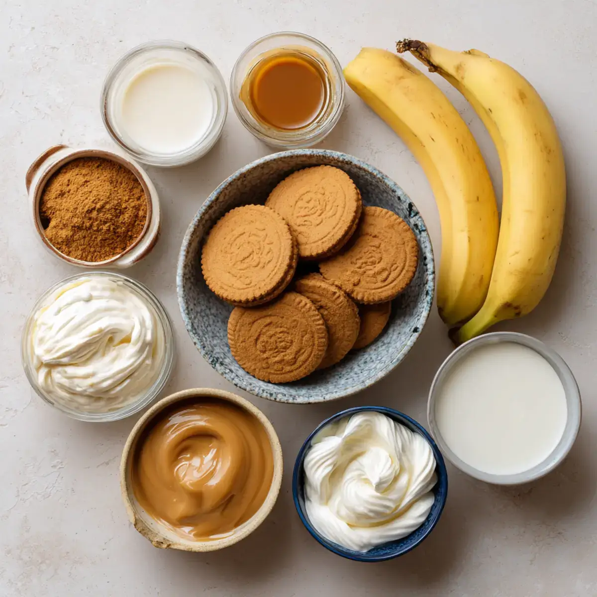 Ingredients for Biscoff Banana Pudding with Caramel