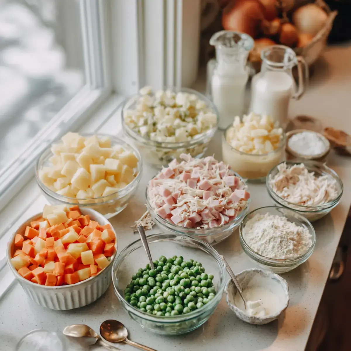 Chicken and Ham Pot Pie Ingredients