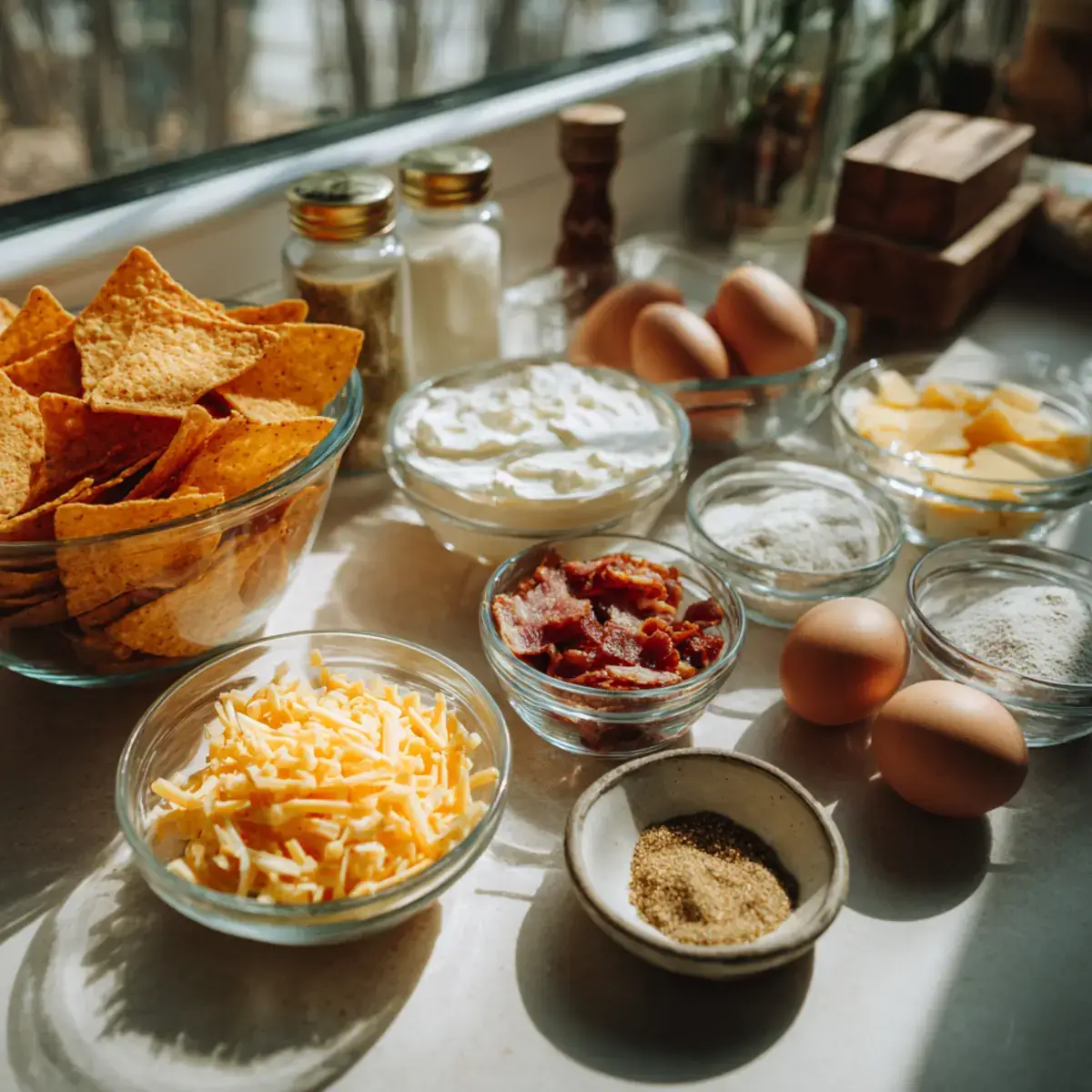 Ingredients for Cream Cheese & Bacon Stuffed Doritos