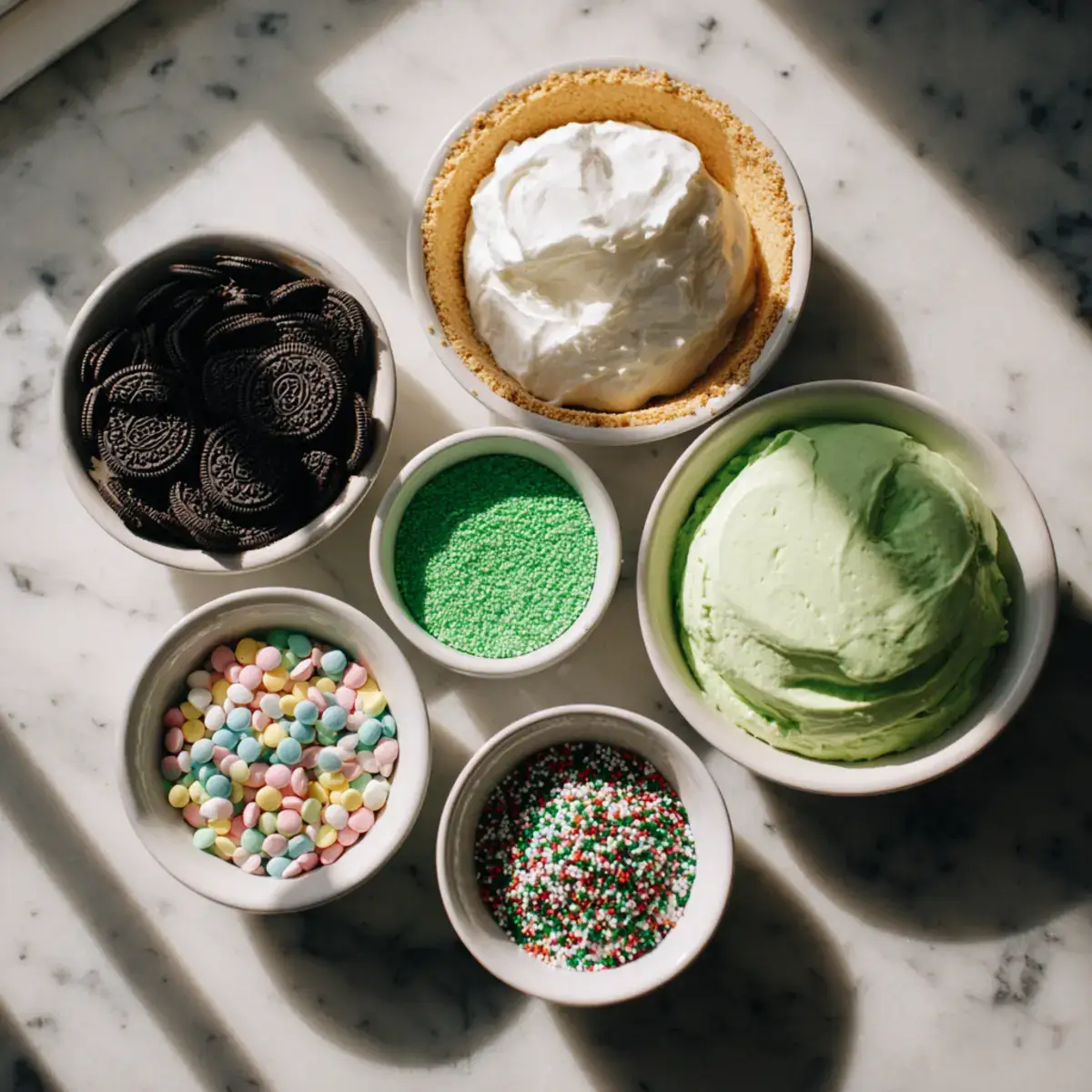 Ingredients for No Bake Grinch Pie