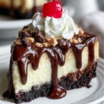 Heavenly Hot Fudge Sundae Brownie Cheesecake Slice