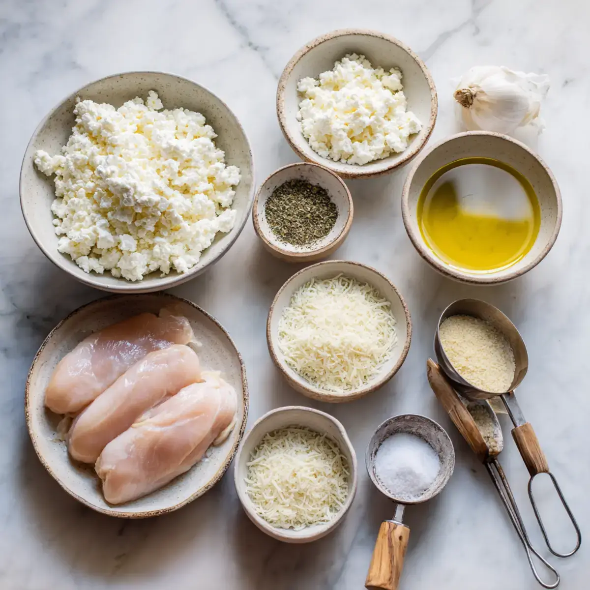 ingredients for cottage cheese creamy garlic parmesan christmas chicken