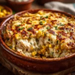 Street Corn Chicken Casserole baked with creamy cheese and corn