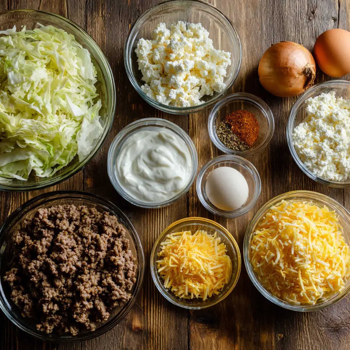 Ingredients for Creamy Cheesy Cabbage Casserole