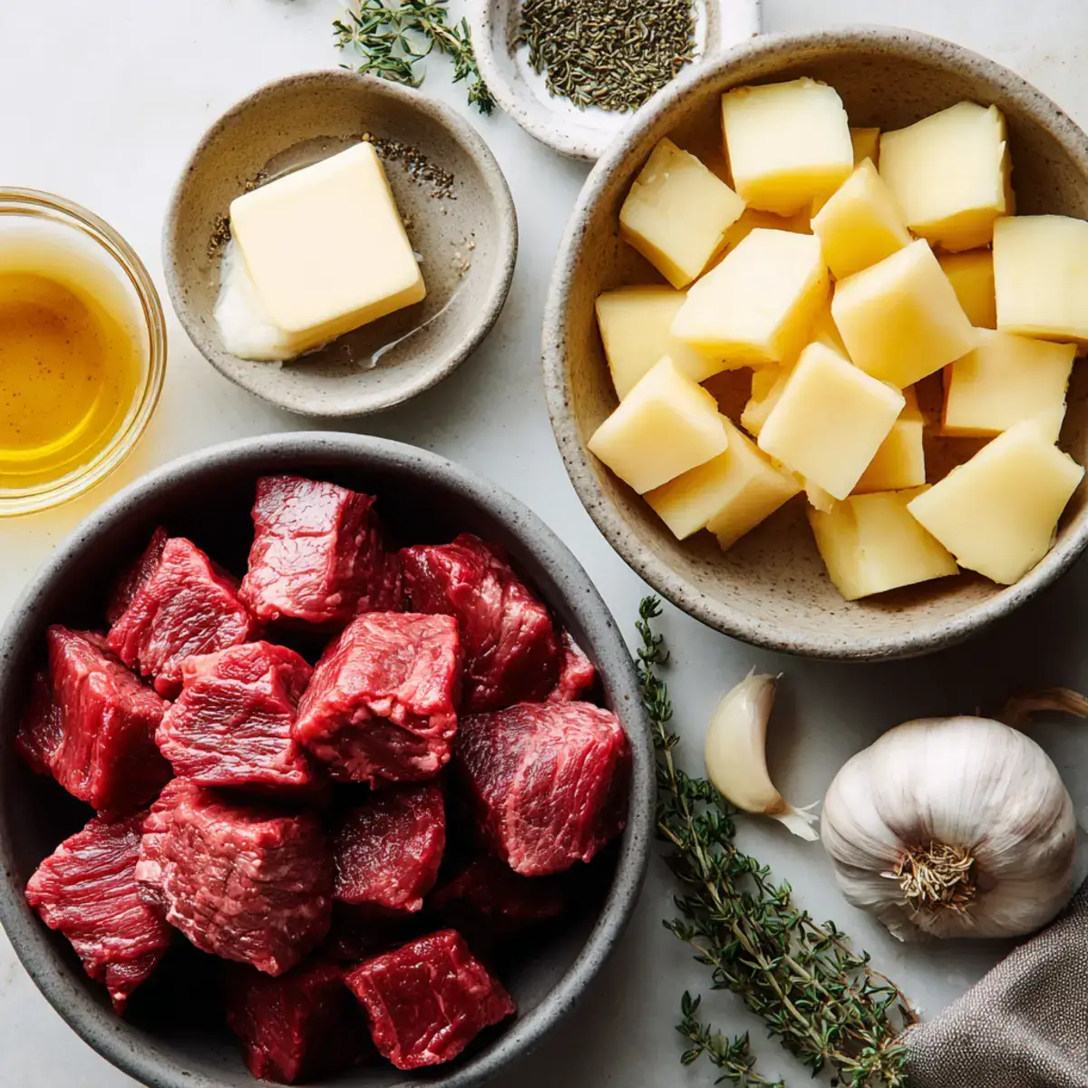 Crockpot Garlic Butter Beef Bites & Potatoes Ingredients