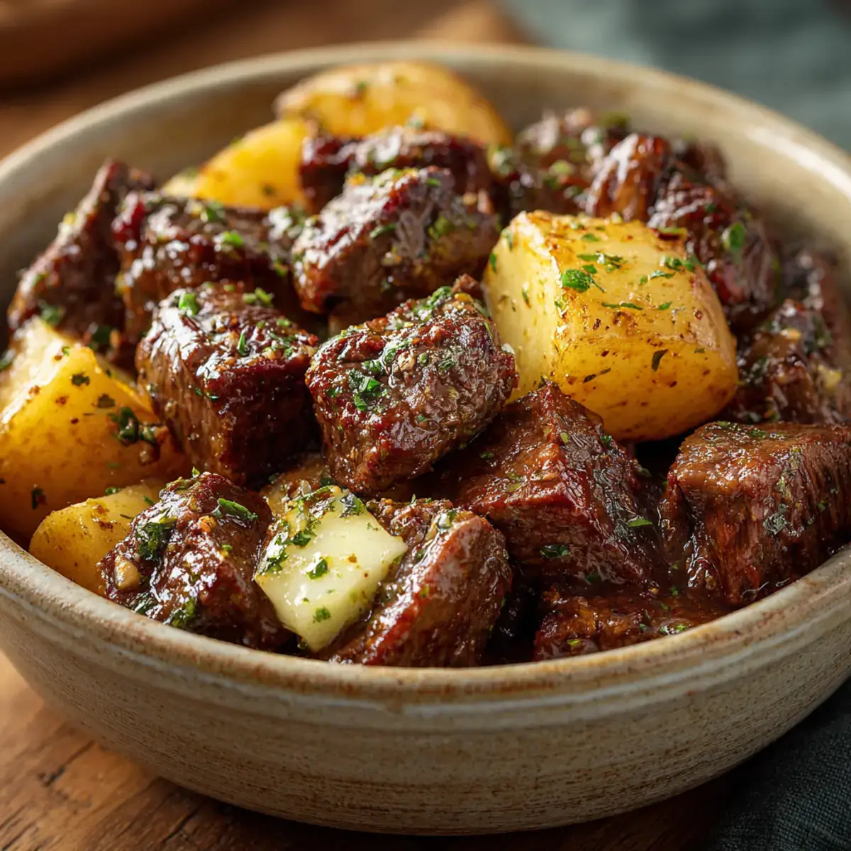 Crockpot Garlic Butter Beef Bites & Potatoes