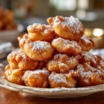 Funnel Cake Bites golden fried dessert with powdered sugar
