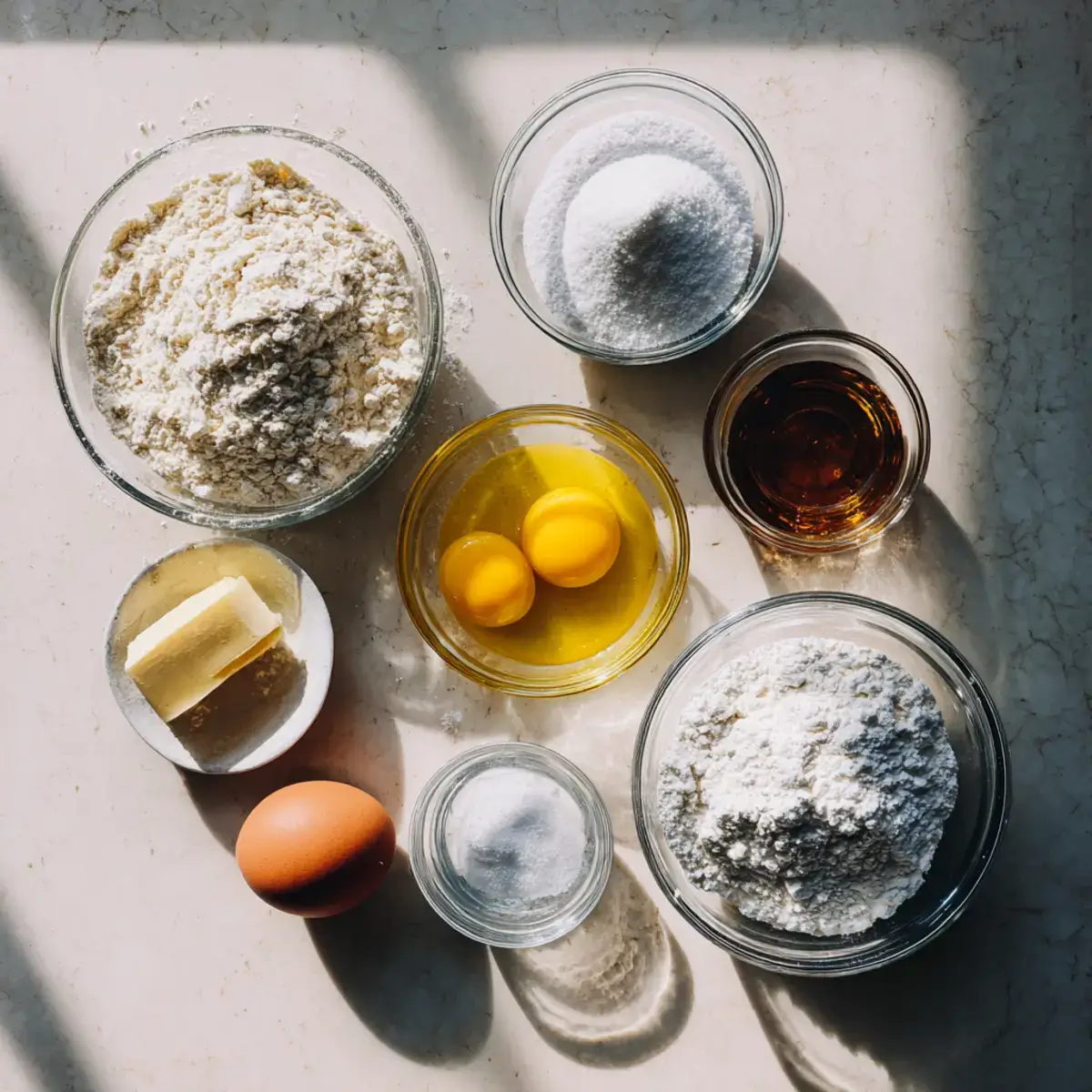 Funnel Cake Bites ingredients laid out on counter
