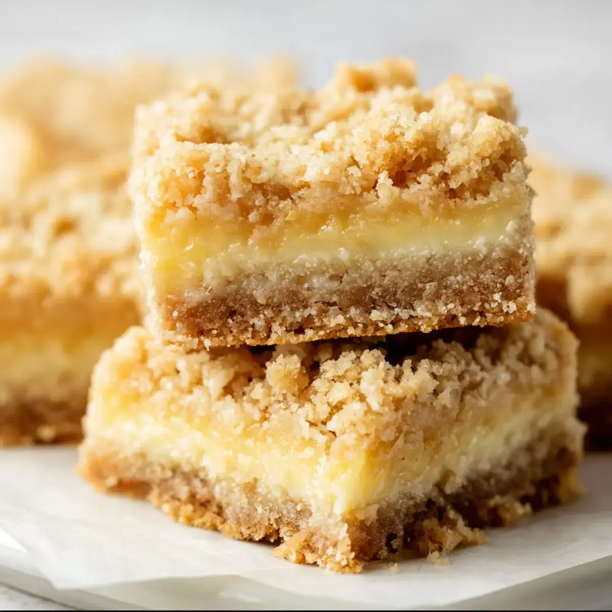 Lemon crumb bars with buttery oat crust and lemon filling
