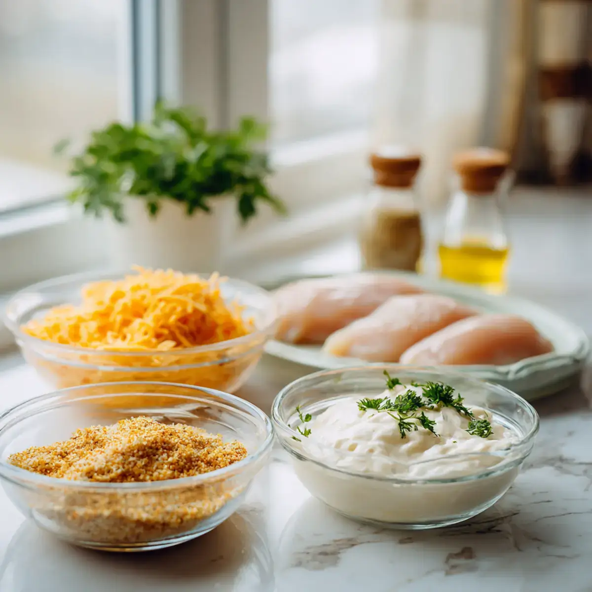 Melt in Your Mouth Chicken Bake ingredients laid out
