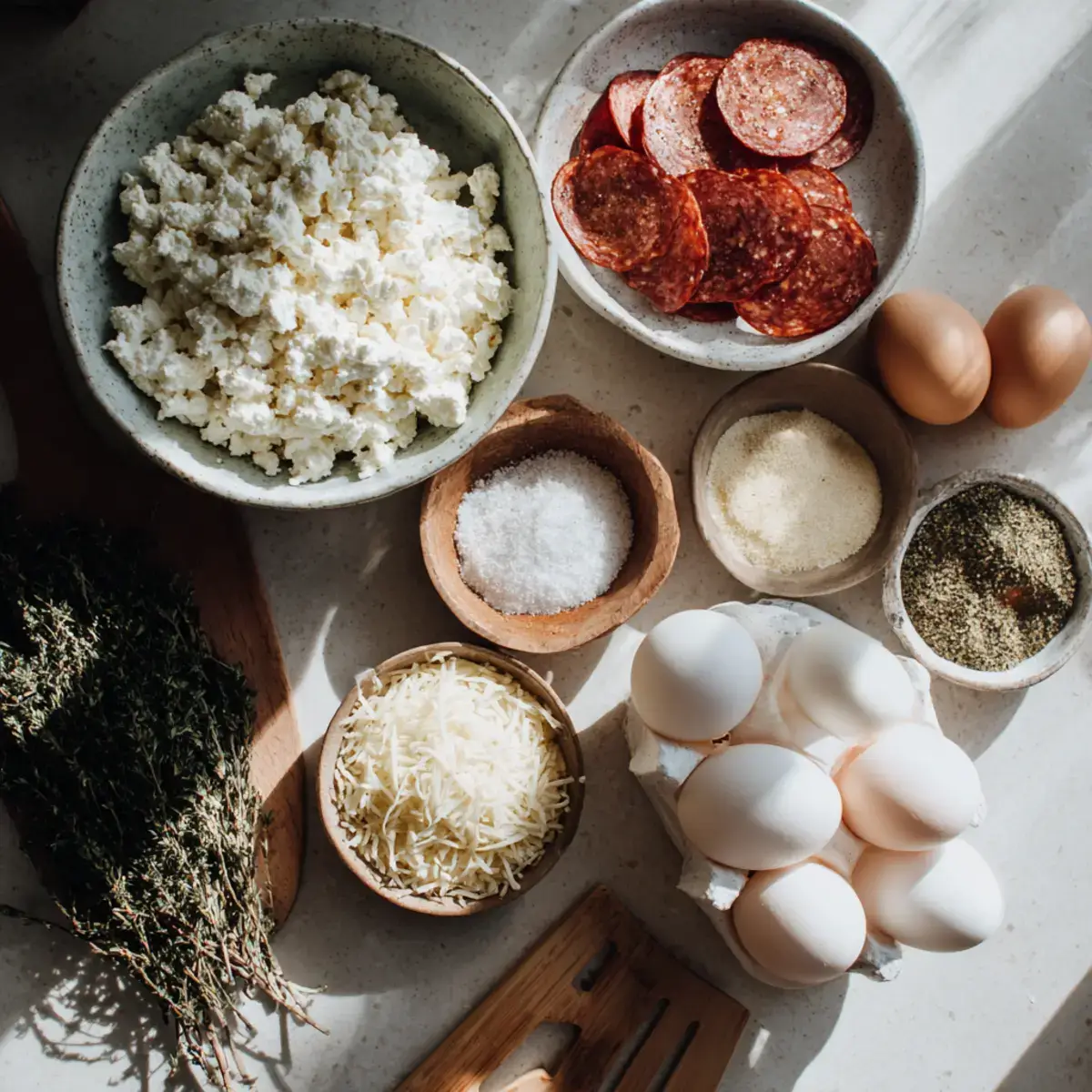 Ingredients for Pizza Style Cottage Cheese Bake