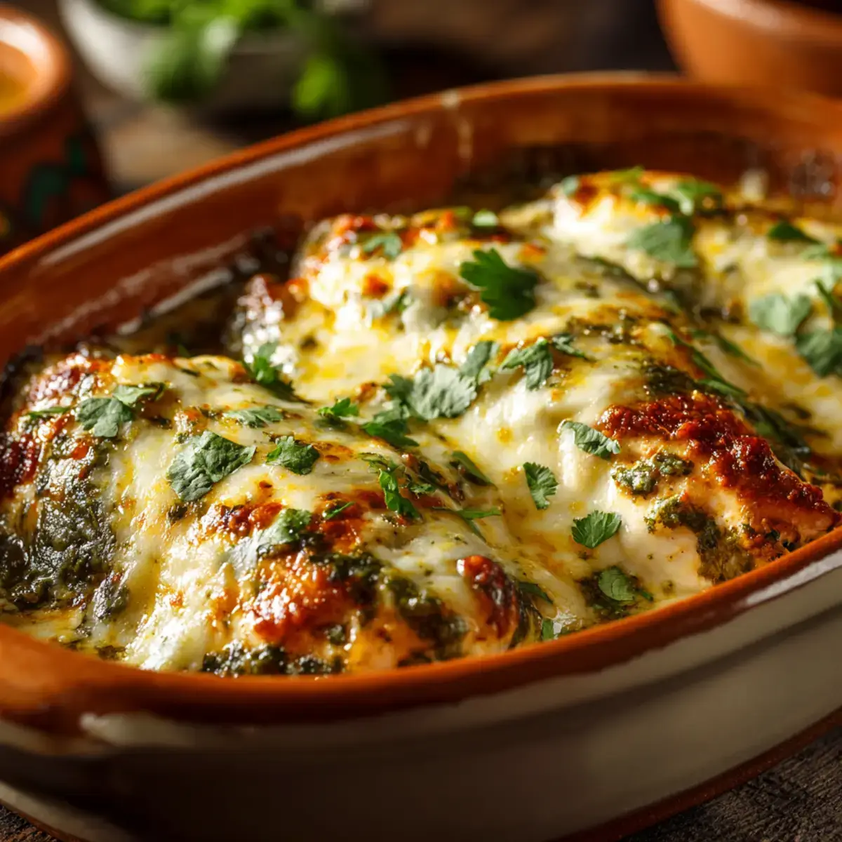 Baked Enchilada Chicken with Melted Cheese
