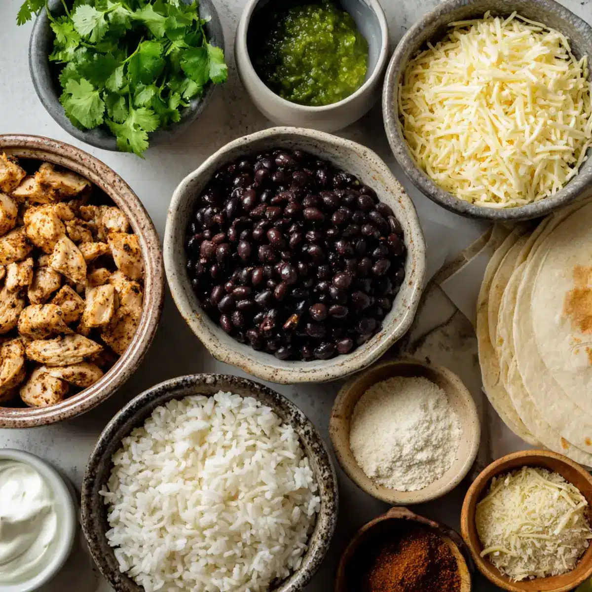 Chicken Burrito Casserole with Rice ingredients