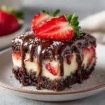 Chocolate Covered Strawberry Poke Cake