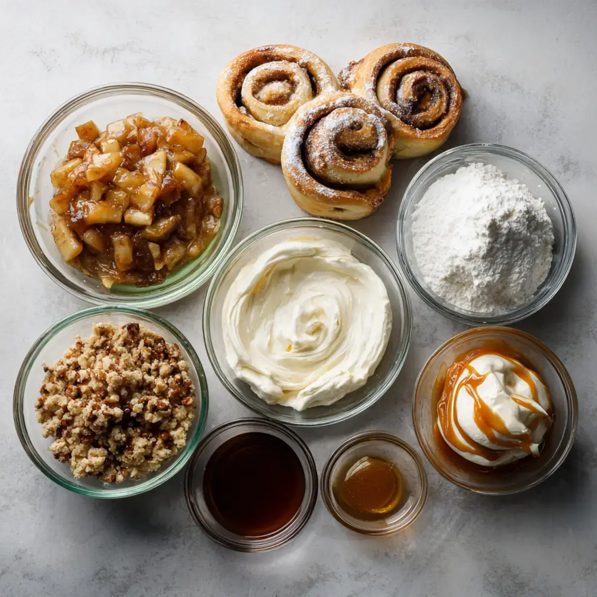 Cinnamon Roll Apple Lasagna ingredients on countertop