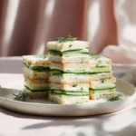 Cucumber Tea Sandwiches with Herby Cream Cheese on platter
