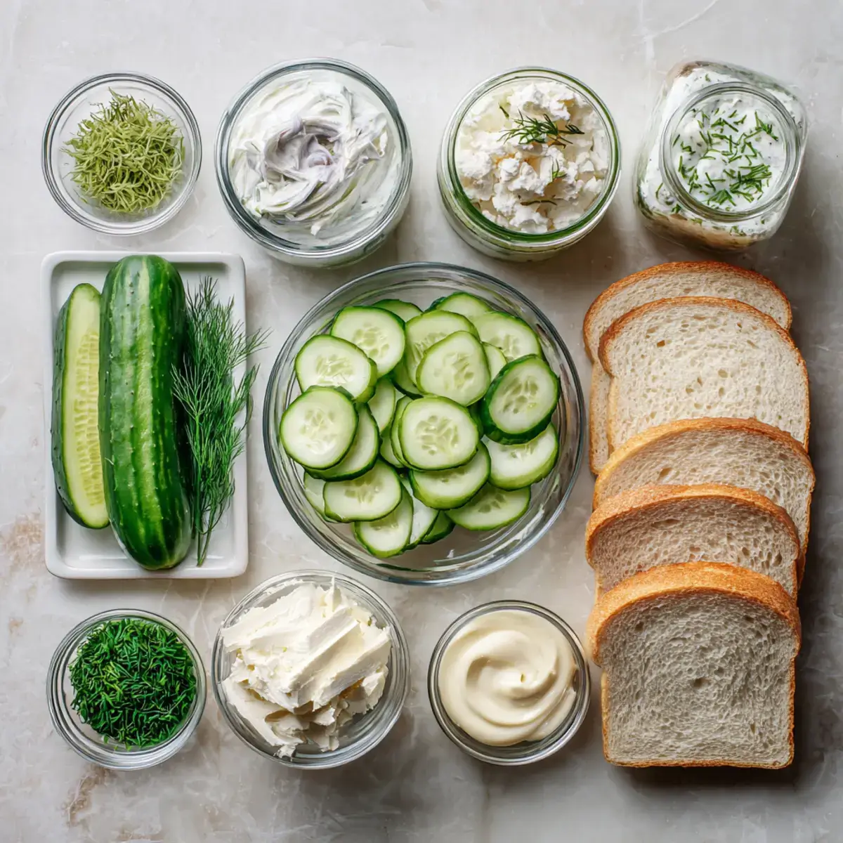 Cucumber tea sandwich ingredients