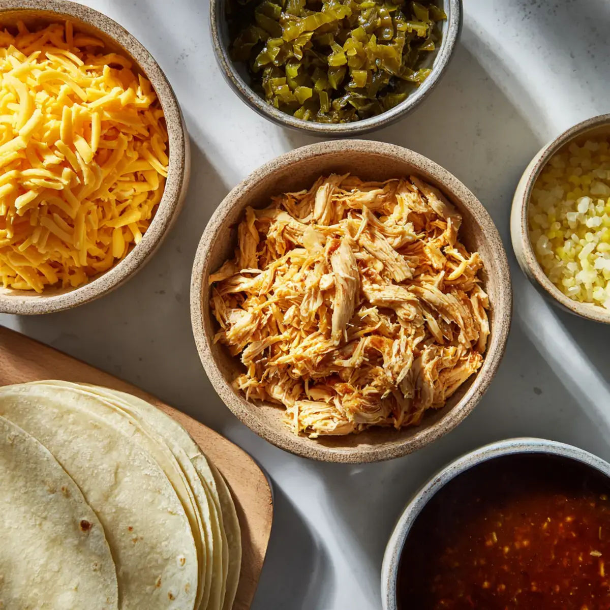 Ingredients for Mexican Green Chile, Chicken & Cheese Enchiladas