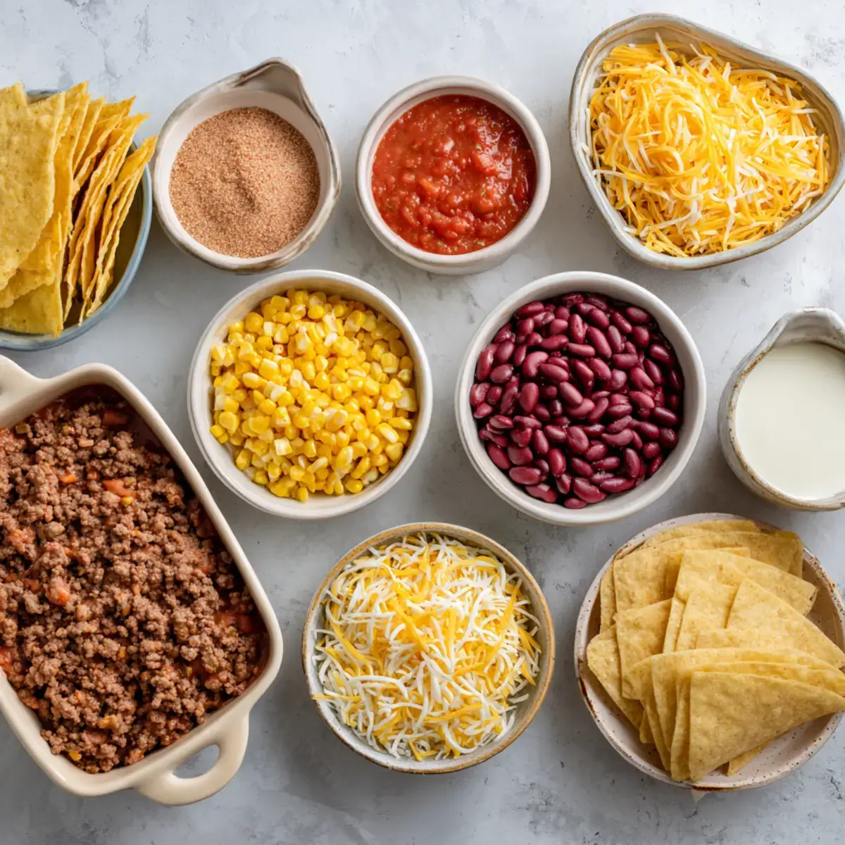 Ingredients for Mexican Casserole with Ground Beef