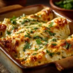 Mexican Green Chile, Chicken & Cheese Enchiladas baked