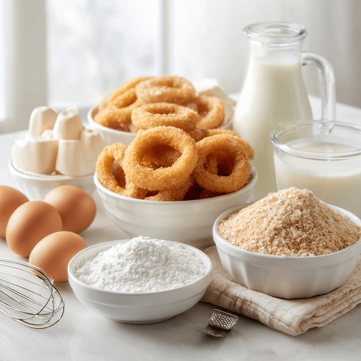 Ingredients for Cheesy Mozzarella Stuffed Onion Rings