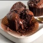 Molten-centered Olympic chocolate muffins on a tray