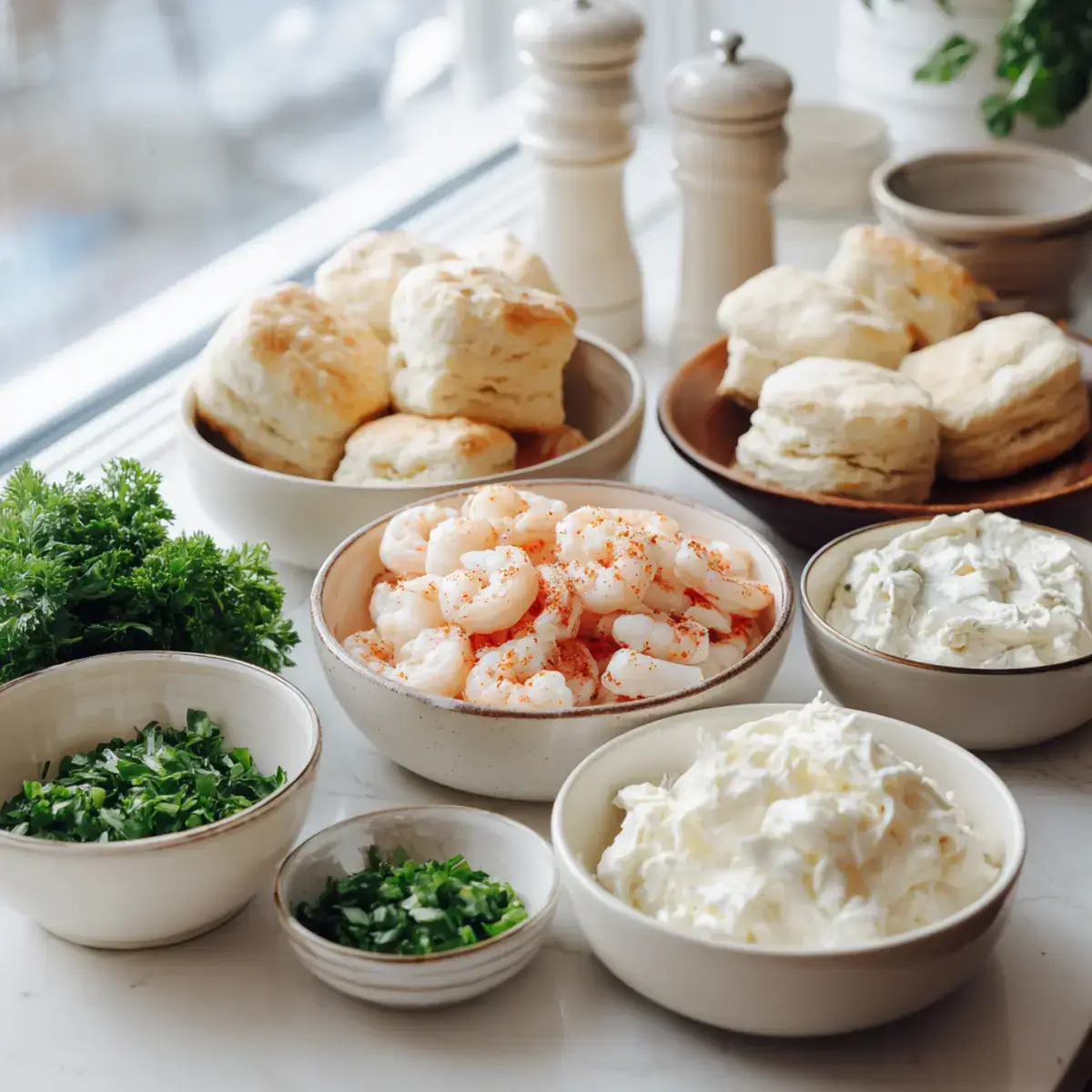 Shrimp Crab Melts ingredients laid out on counter