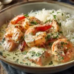 Southern Garlic Shrimp & Salmon over Rice