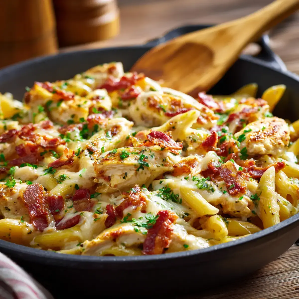 crack chicken penne creamy bacon pasta