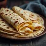 Low carb tortilla wraps stacked on a plate