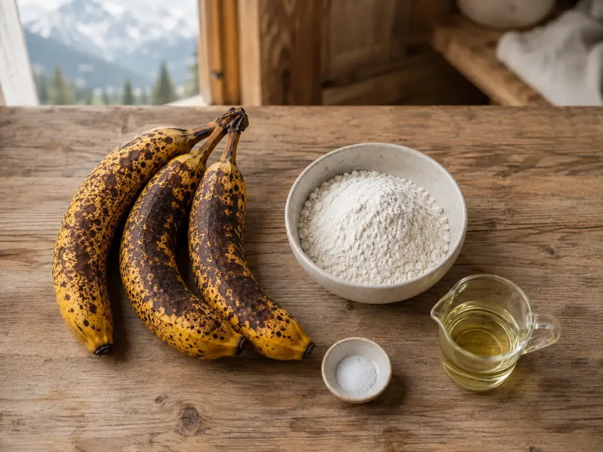 African banana trick ingredients with ripe bananas flour salt and oil