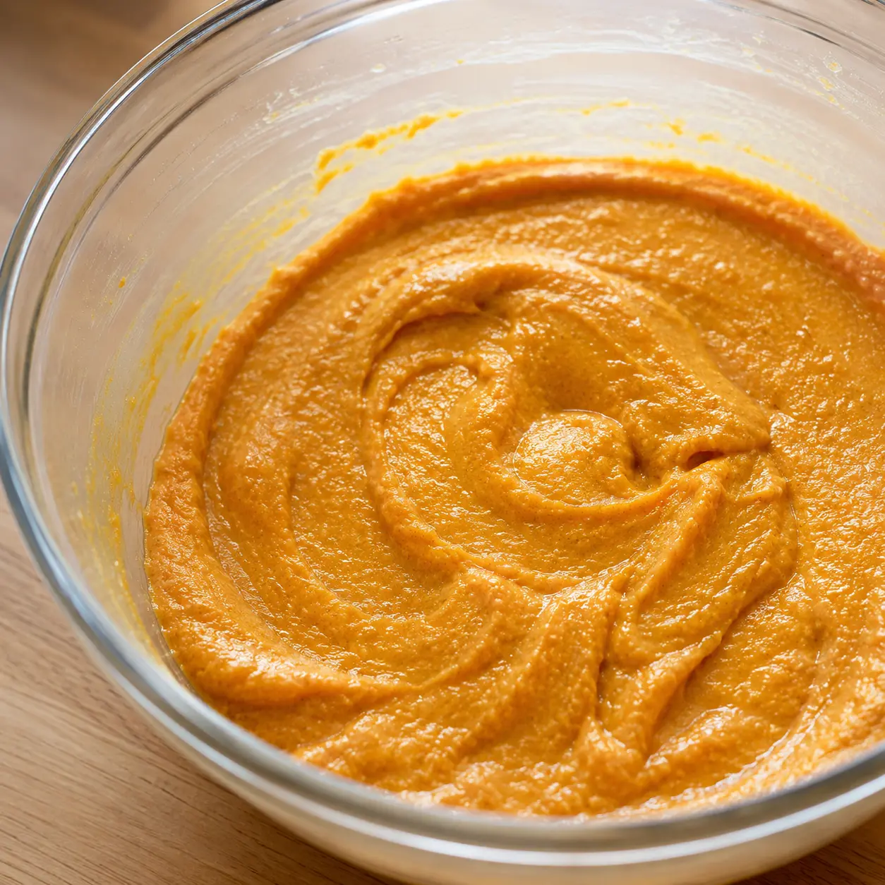 Pumpkin puree mixed into cookie dough wet ingredients