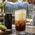 Making McDonald's Dirty Dr Pepper recipe with coconut syrup and lime