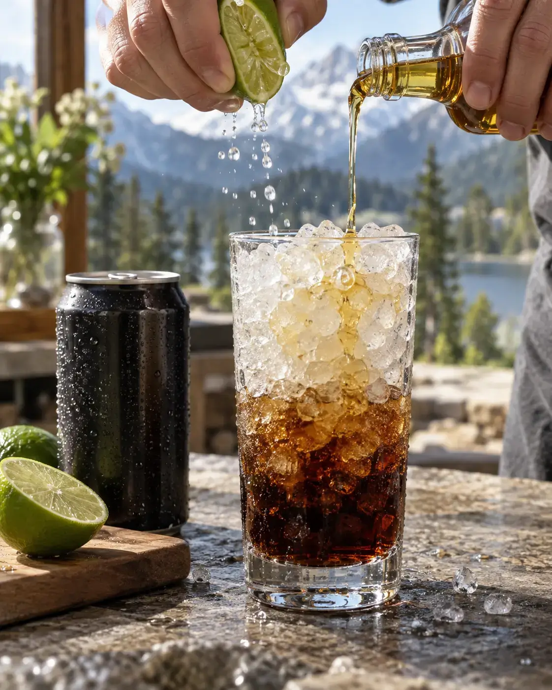 Making McDonald's Dirty Dr Pepper recipe with coconut syrup and lime